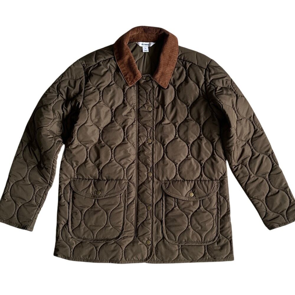 Old Navy Olive Green Onion Quilted Utility Barn Chore Jacket Women Size Medium